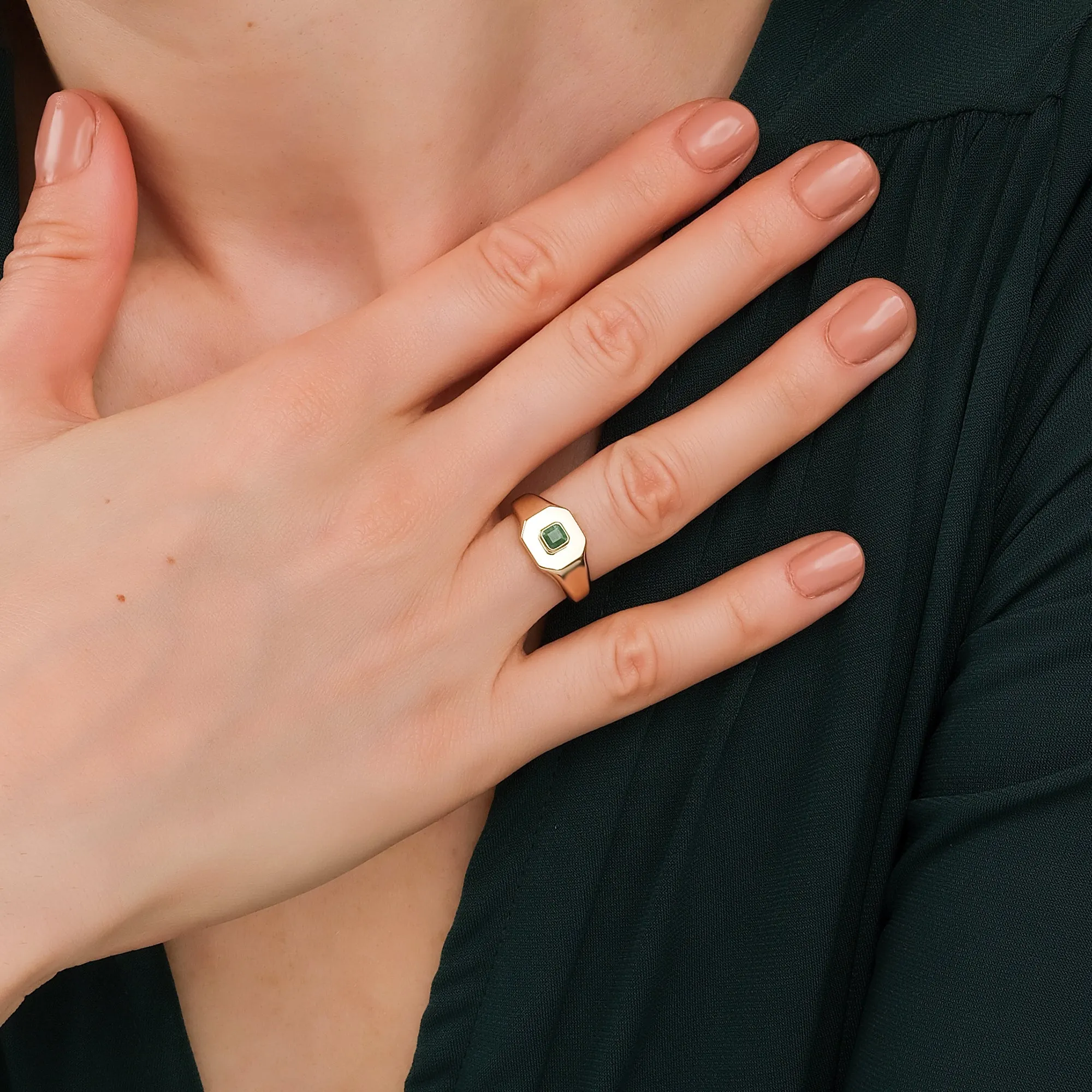 Square Emerald Signet Ring, Lyra