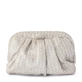 Stevie Pleated Woven Clutch in Silver