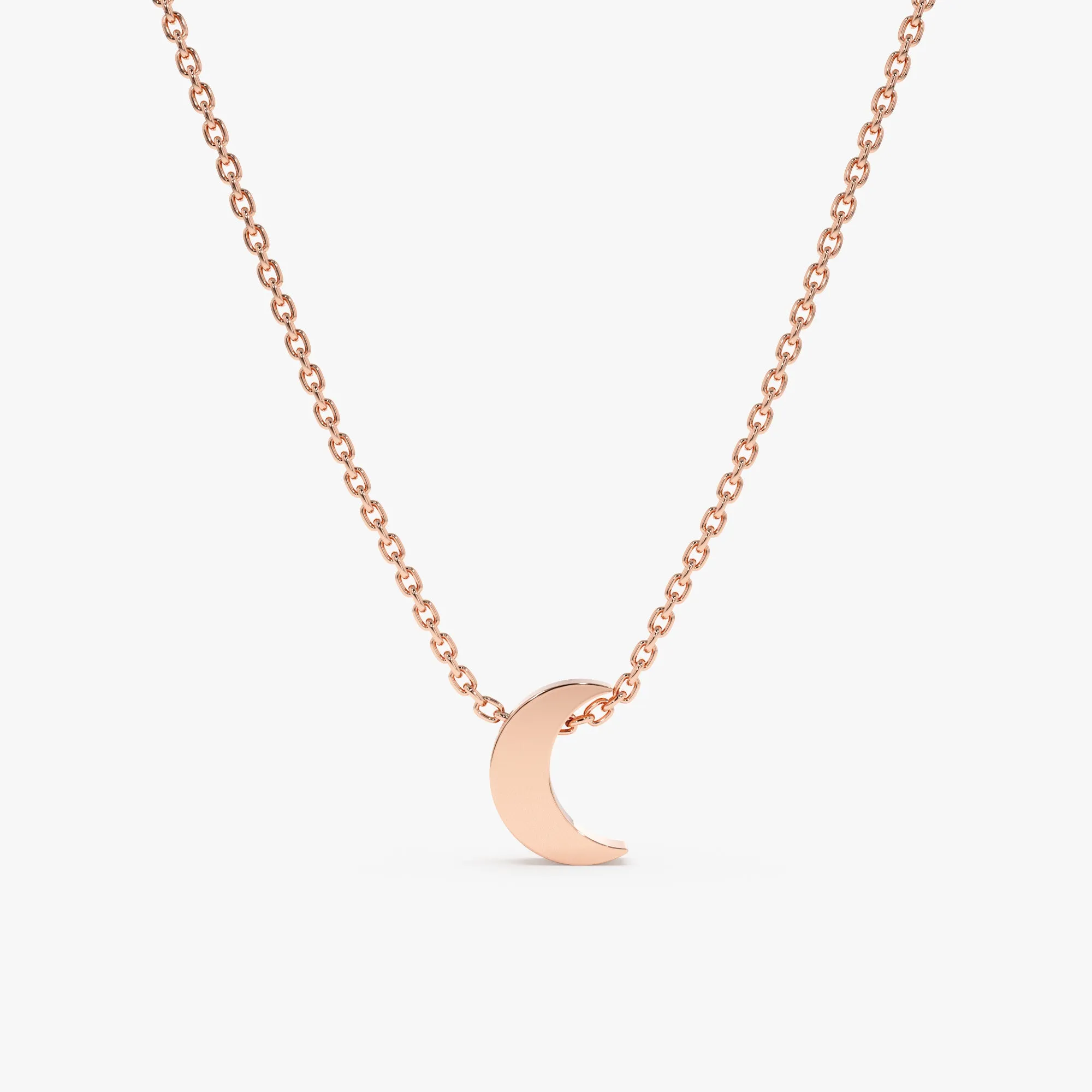 Thick Solid Gold Moon Necklace, Luna