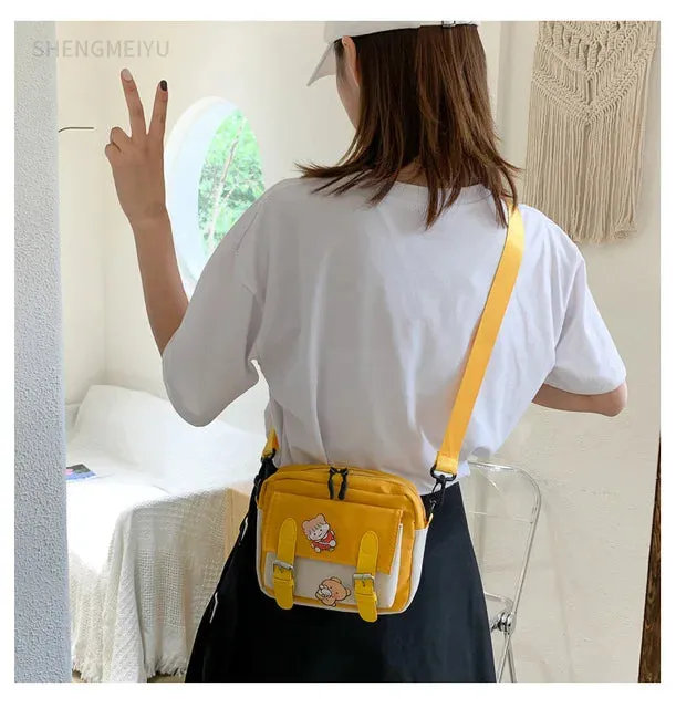 Vvsha - Crossbody Female 2024 New Cute Girl Canvas Student Korean Version One-shoulder Small Square Bag Multifunctional All-match Cross