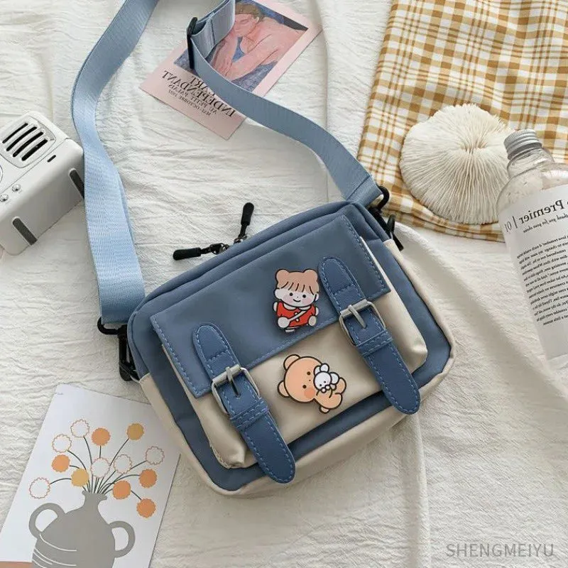 Vvsha - Crossbody Female 2024 New Cute Girl Canvas Student Korean Version One-shoulder Small Square Bag Multifunctional All-match Cross