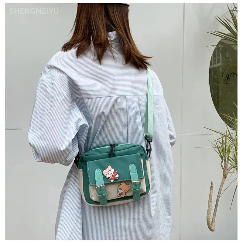 Vvsha - Crossbody Female 2024 New Cute Girl Canvas Student Korean Version One-shoulder Small Square Bag Multifunctional All-match Cross