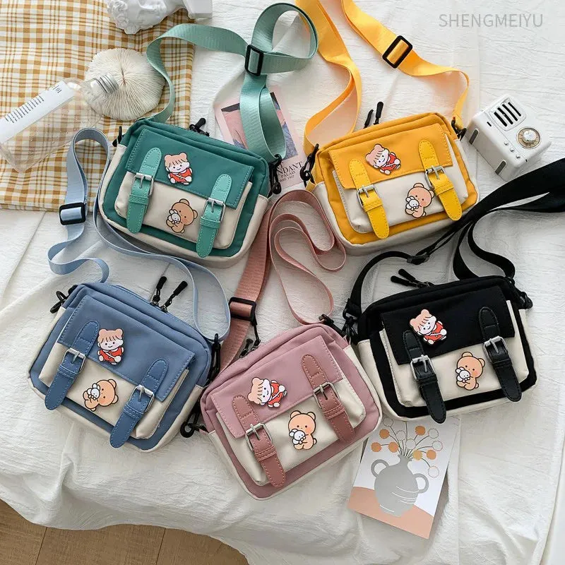 Vvsha - Crossbody Female 2024 New Cute Girl Canvas Student Korean Version One-shoulder Small Square Bag Multifunctional All-match Cross