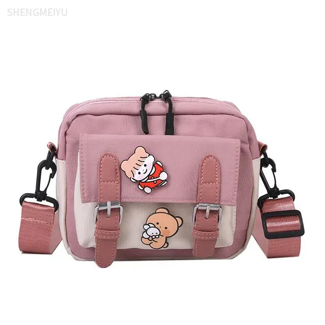 Vvsha - Crossbody Female 2024 New Cute Girl Canvas Student Korean Version One-shoulder Small Square Bag Multifunctional All-match Cross